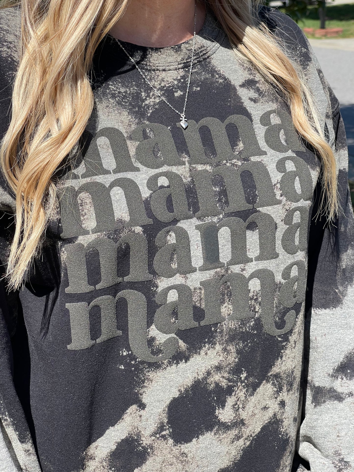 Mama Black Sweatshirt Acid Wash